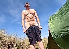 Red-hot Dilf Bare Beach Giant Weenie Flashing off in the Dunes - Rockardglans
