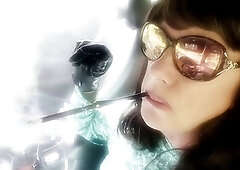 Just little ole me riding around enjoying some lengthy Greater amount 120 menthol cigarettes in my ebony cigarette holder -- the second half of this e