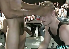 Stripper fucks many throats