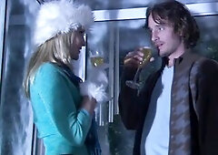 Hawt blond suck a large weenie and takes it in her juicy vagina