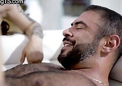 Trans cutie enjoys banging hard in booty with hunk partner