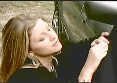 Busty ash-blonde with a hairy pussy and love for deep throat action