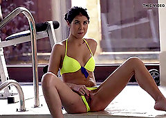 Swimming coach with massive chisel drills lovely teen lassie