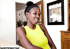 Hot Afro teen drank giant white ramrod and got drilled from the back