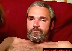 Disgusting blue collar is sucking cock