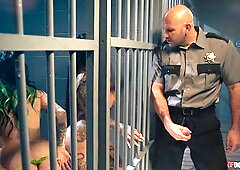 Connie Perignon and her Asian girlfriend fuck in the prison