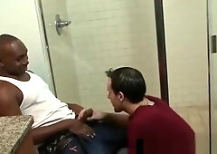 Thug getting his fat gay cock sucked in the bathroom gaypridevault