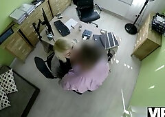 VIP4K. Magnificent lass swallows dick and gets screwed in office