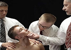 Elder Sorensen rides a row of dildos like a total whore