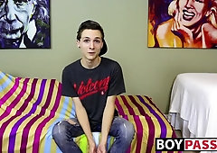 Bony ultra-cutie gets interviewed and then he fucktoys with his salami