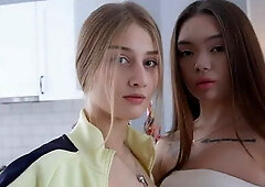 Teen Eats Creampie from Girlfriend After Rough Sex