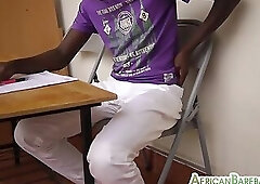 Amateur black twink solo jerking off after stripping