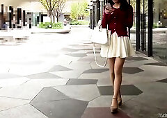 The Oriental gal eagerly widens her legs for a creampie after the interview