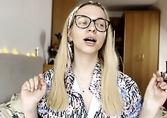 Submissive light-haired slave Goddess Bella Rae explores her fledgling BDSM journey