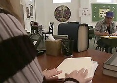 The breasty teacher discovered a reliable way to deal with the class clown