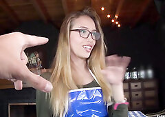 Blonde Colombian Waitress With Glasses Rides Meat In Sexy Pickup & Fuck