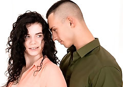 Cute brunette teen Black Angel is enjoying intensive anal sex