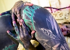 Tattooed girl fingering her pussy and ass