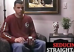 Straight twink jerks before sucked off by DILF