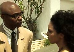 Amazing black hottie gets drilled outdoors by a fortunate white man.