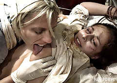 BDSM styled hardcore sex with poor brunette hottie