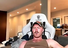 Ginger cums in his gaming chair