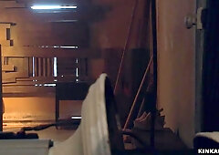 Bound beautiful babe submits to huge dick master