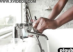 Tiny black mother I'd like to fuck Ana Foxxx masturbation after hawt posing and striptease