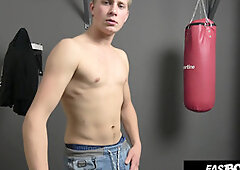Blond Czech Twink Flexing Big Dick