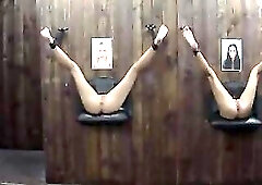 Cute girls were tied up with their legs spread wide open and fucked by random strangers