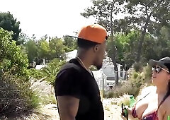 Hot Latin chick Mandi May takes Rome Majors large ebony knob outdoors at the Hollywood sign!