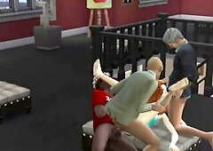 The girl accidentally entered the men's club. She was fucked by the whole company - porn games