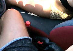 Jennifer Amton gets wild in a red classic car during an outdoor threesome