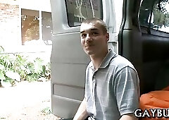 Strong guy sucks his blindfolded mate