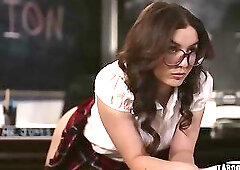 Troublesome Student Leana Lovings Spanked and Fucked Hard by Teacher in Morning Detention
