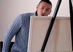 Muscular horny studs raw fucking and blowning on the table