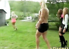 Girls are getting drunk and having casual sex with handsome guys, in a huge garden