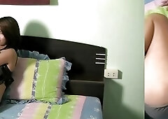 Ladyboy sucking my dick while stroking her own till cumshot