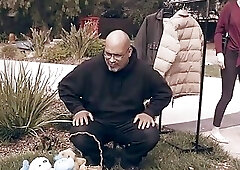 Redhead teen meets a beautiful shemale through a mirror