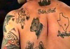 Tattooed guy sucks off casting agent