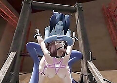 Anime beauty gagged to a servitude machine in a S&M room and has multiple orgasms