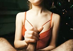 My wife's friend gives me a New Year's present and tastes my cum while my wife is out shopping. 4K