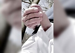 on a public place: pissing and cumming a giant load