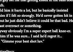 A Date With My Knee Trailer, BallbustingStacy Tinder Date, Painful Knee to His Weak Balls