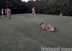 Beefy Guys Playing Football