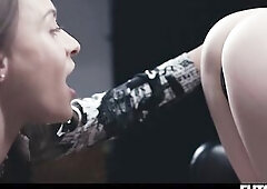 Tranny Time Stop Sex - Large Melons Brunette hair Grows Futanari Weenie and Freeze Bangs Golden-haired Beauty