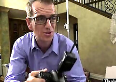 A slutty photographer Chad Diamond performs the photoshoot for skinny ts model Lily Demure who seductively positions that turns him so unbending that 