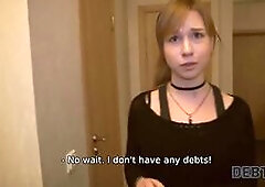 Jobless debtor enjoys collector's dick inside her tight pussy