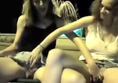 Two girls masturbating in public