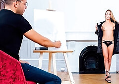 High-heeled chick Alexis Crystal jumps on a massive penis